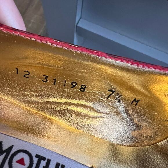 Vintage Timothy Hitsman Red Reptile Print Leather Heels Women’s Size 7.5M Italy - Picture 5 of 9